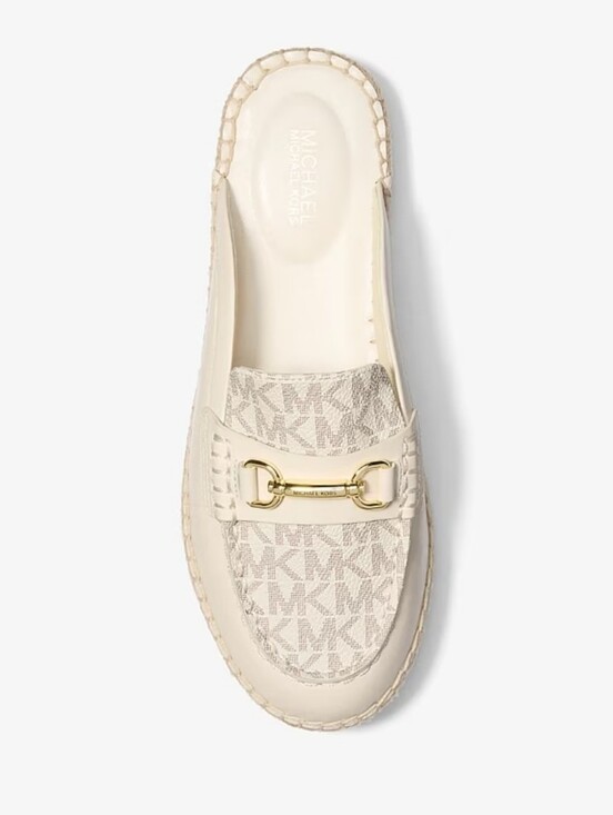 Michael Kors Shoes - Michael Kors Cream Leather Logo Espadrille Mule with Gold Hardware